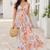 Lila Natural Beach Print Maxi Dress