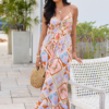 Lila Natural Beach Print Maxi Dress