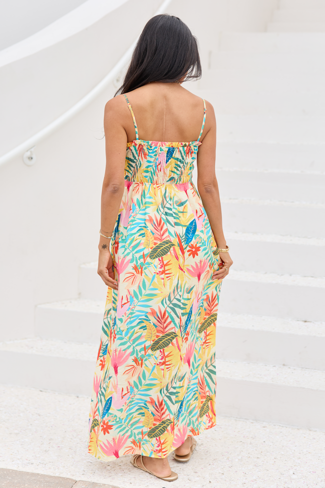 Aria Multi Palm Print Maxi Dress