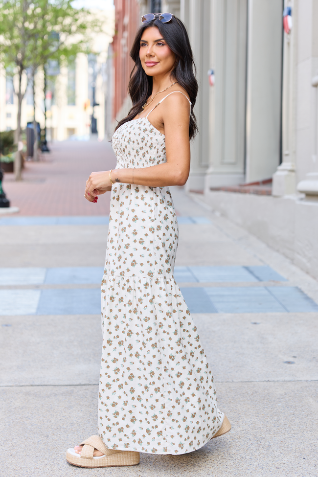 Rowan Brown Floral Maxi Dress SALE