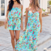 Summer Fling Turquoise Floral Printed Romper