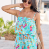 Summer Fling Turquoise Floral Printed Romper