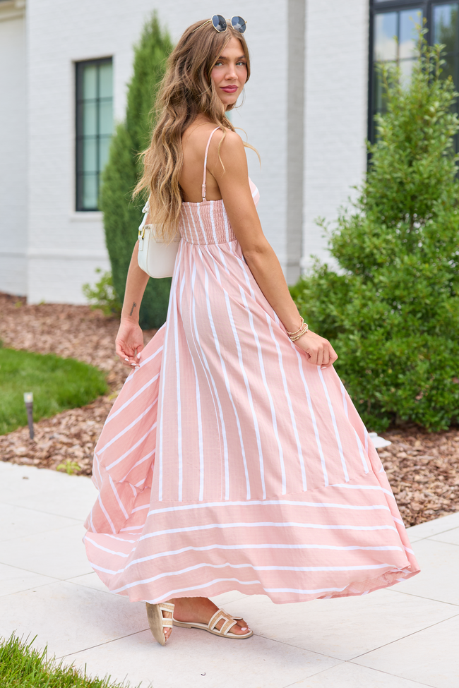 Come Sail Away Pink Striped Maxi Dress SALE