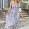 Lovingly Yours Lavendar Stripe Floral Midi Dress SALE