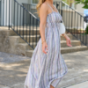 Lovingly Yours Lavendar Stripe Floral Midi Dress SALE