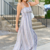 Lovingly Yours Lavendar Stripe Floral Midi Dress SALE
