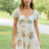 Meet Me There Champagne Floral Corset Mini Dress