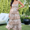 Blown Away Brown Tiered Maxi Dress