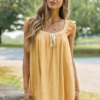 Sweet Simplicity Yellow Ribbon Detail Mini Dress
