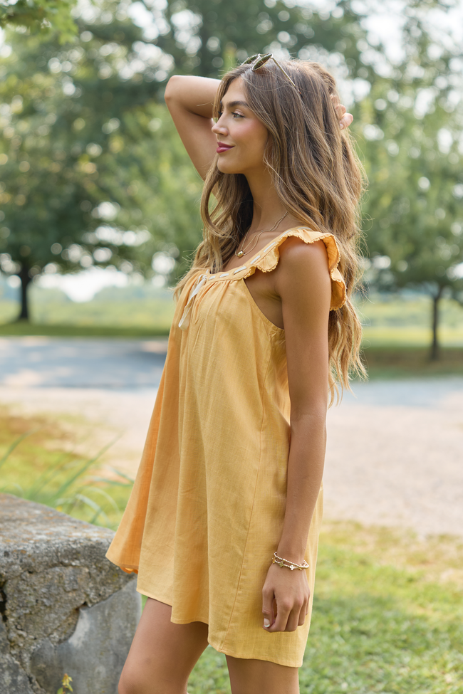 Sweet Simplicity Yellow Ribbon Detail Mini Dress