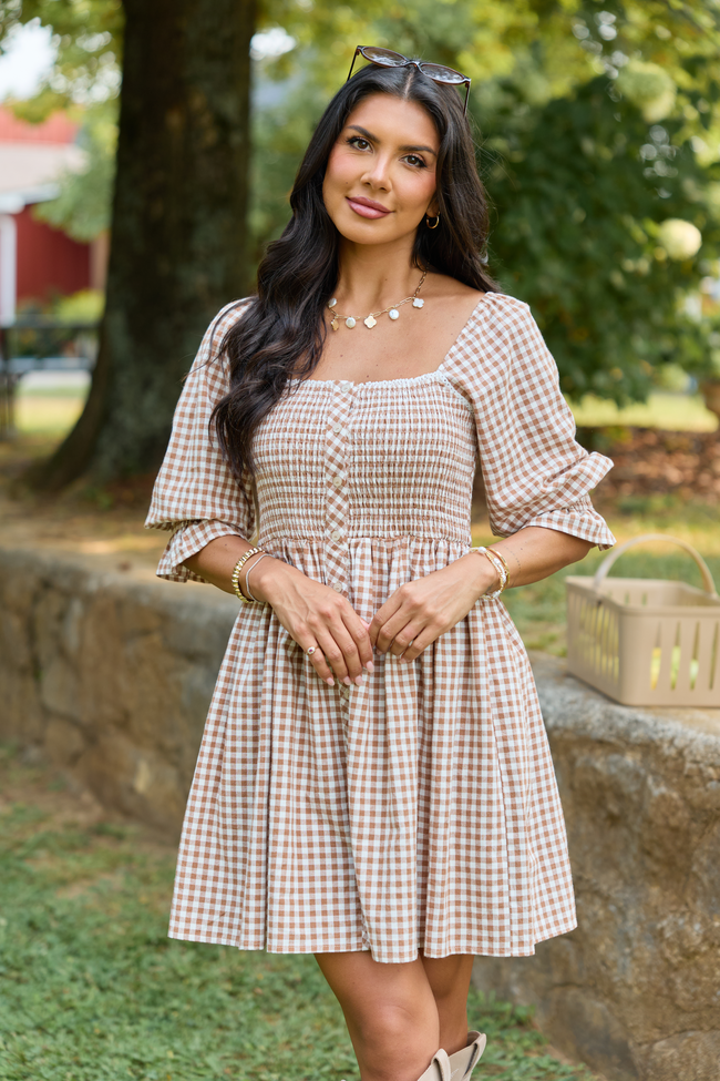 7-29_Shiftinseasons_HB_07-29-26_28805_220918.png Tailored Grace Brown Gingham Mini Dress