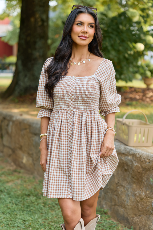 7-29_Shiftinseasons_HB_07-29-26_28806_220918.png Tailored Grace Brown Gingham Mini Dress