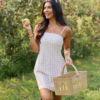 Coralie Taupe Gingham Romper Dress