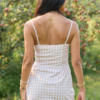 Coralie Taupe Gingham Romper Dress
