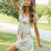 Meet Me There Champagne Floral Corset Mini Dress