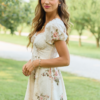 Meet Me There Champagne Floral Corset Mini Dress
