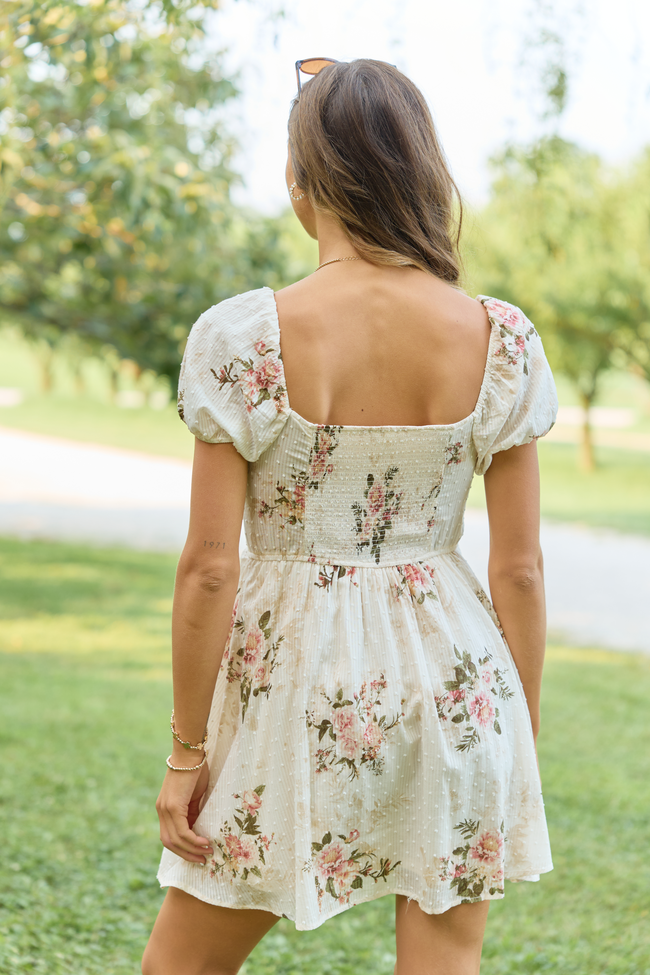 Meet Me There Champagne Floral Corset Mini Dress
