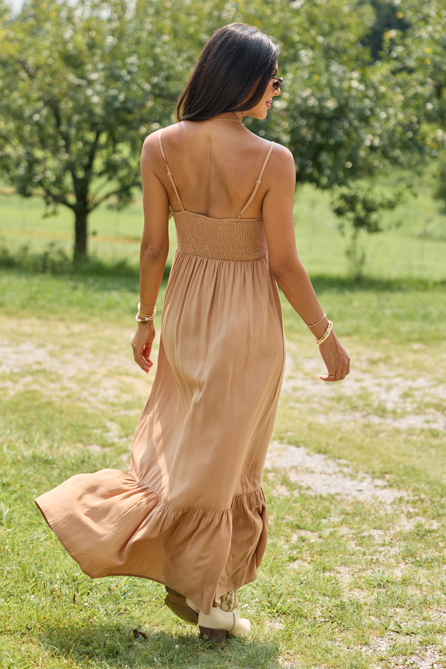 7-29_Shiftinseasons_HB_07-29-26_29169_220986.png Blooming Beauty Solid Button Up Midi Dress Taupe