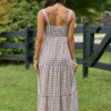 Time For Something Gingham Knit Maxi Dress Taupe