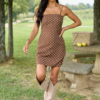 Coralie Brown Polka Dot Romper Dress