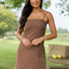 Coralie Brown Polka Dot Romper Dress