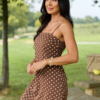 Coralie Brown Polka Dot Romper Dress