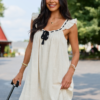 Sweet Simplicity Oatmeal Ribbon Detail Mini Dress