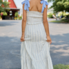Petal Party Blue And White Floral Smocked Dress