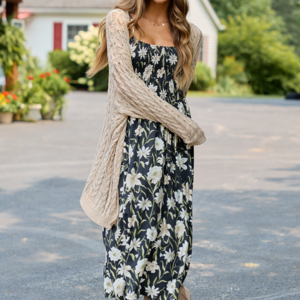 Only You Know Black Floral Midi Dress