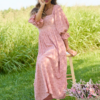Through the Meadow Light Rust Floral Maxi Dress