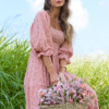 Through the Meadow Light Rust Floral Maxi Dress