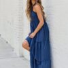 Crystal Navy Halter Maxi Dress