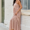 Crystal Taupe Halter Maxi Dress