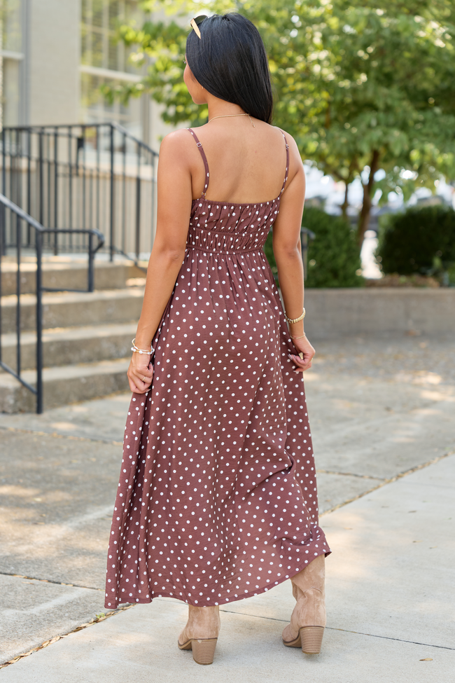 8-11_softtransitions_HB_08-11-26_31867_220720.png Lovingly Yours Polka Dot Midi Dress Brown