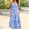 Take Your Time Dusty Blue Tiered Maxi Dress