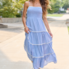 Take Your Time Dusty Blue Tiered Maxi Dress