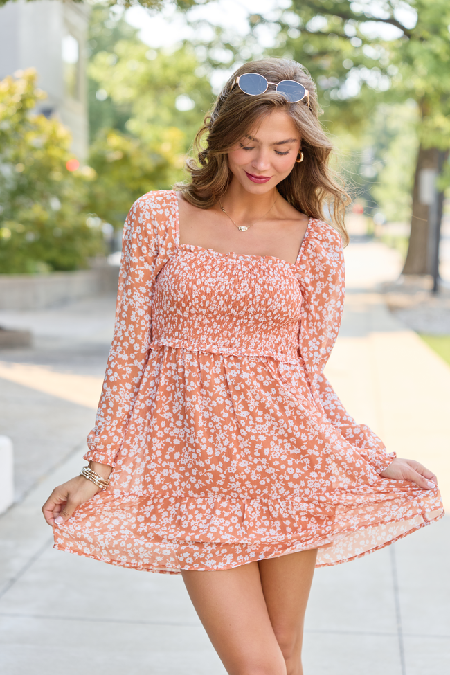 8-11_softtransitions_HB_08-11-26_32151_221028.png Gloria Orange Floral Printed Long Sleeve Mini Dress