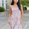 Soft Spot Taupe Floral Smocked Dress