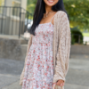 Soft Spot Taupe Floral Smocked Dress