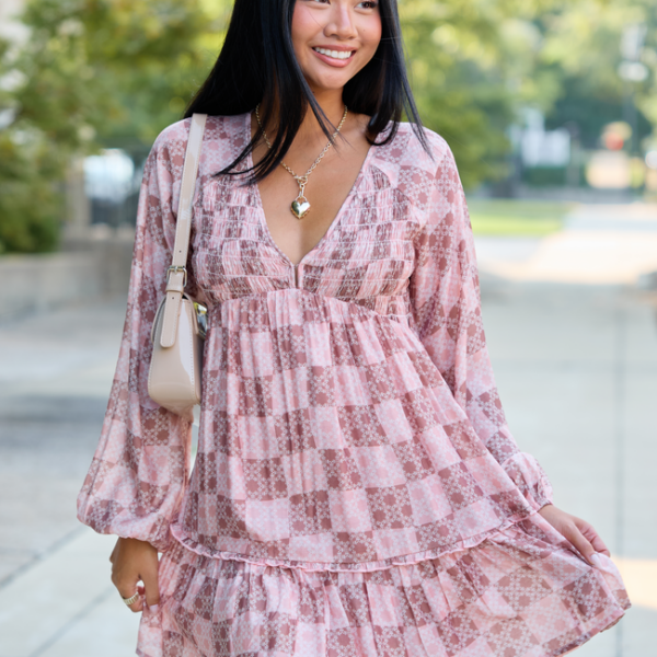 Here We Are Patchwork Mini Dress