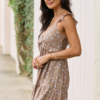 Looking My Way Printed Ruffle Sleeve Dress