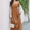 As You Wish Brown Strapless Maxi Dress