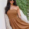 As You Wish Brown Strapless Maxi Dress