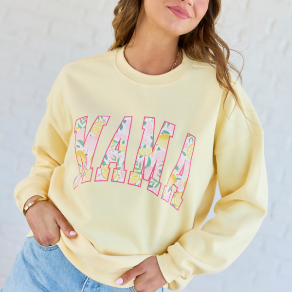 Mama Block Lemons Yellow Graphic Sweatshirt