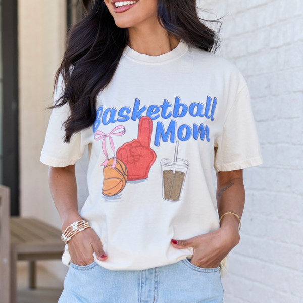 Basketball Mom Ivory Comfort Colors Graphic Tee