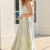Come Sail Away Sage Striped Maxi Dress