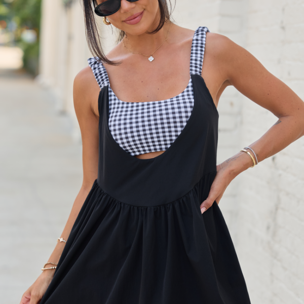 Fresh Pace Black Gingham Dress